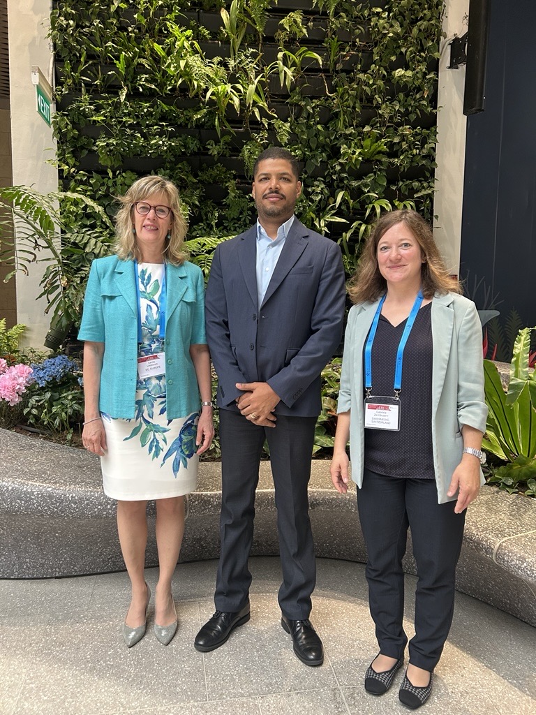 ICH Assembly Chair and Vice-Chair with new ICH Observer DIGEMAPS, Dominican Republic at Singapore Meeting, November 2025.