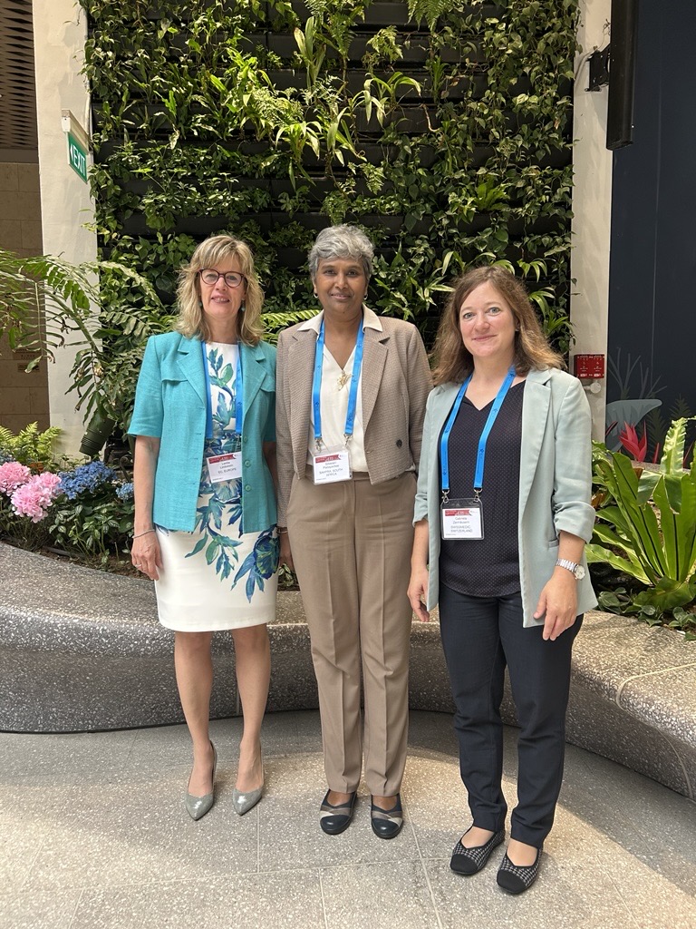 ICH Assembly Chair and Vice-Chair with new ICH Observer SAHPRA, South Africa at Singapore Meeting, November 2025.